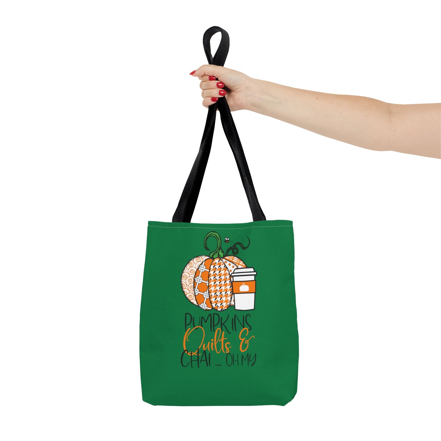 Pumpkin Spice Tote Bag, Fall Tote, Pumpkin Quilts & Chai Bag, Autumn Handbag, Eco-Friendly Market Bag
