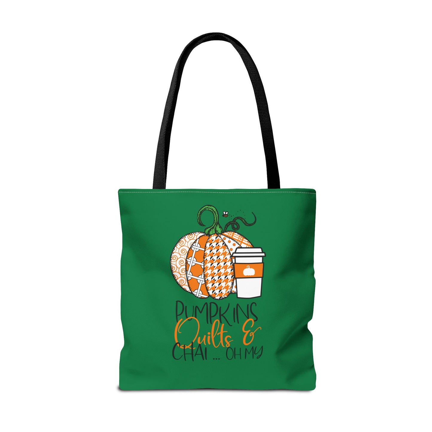 Pumpkin Spice Tote Bag, Fall Tote, Pumpkin Quilts & Chai Bag, Autumn Handbag, Eco-Friendly Market Bag