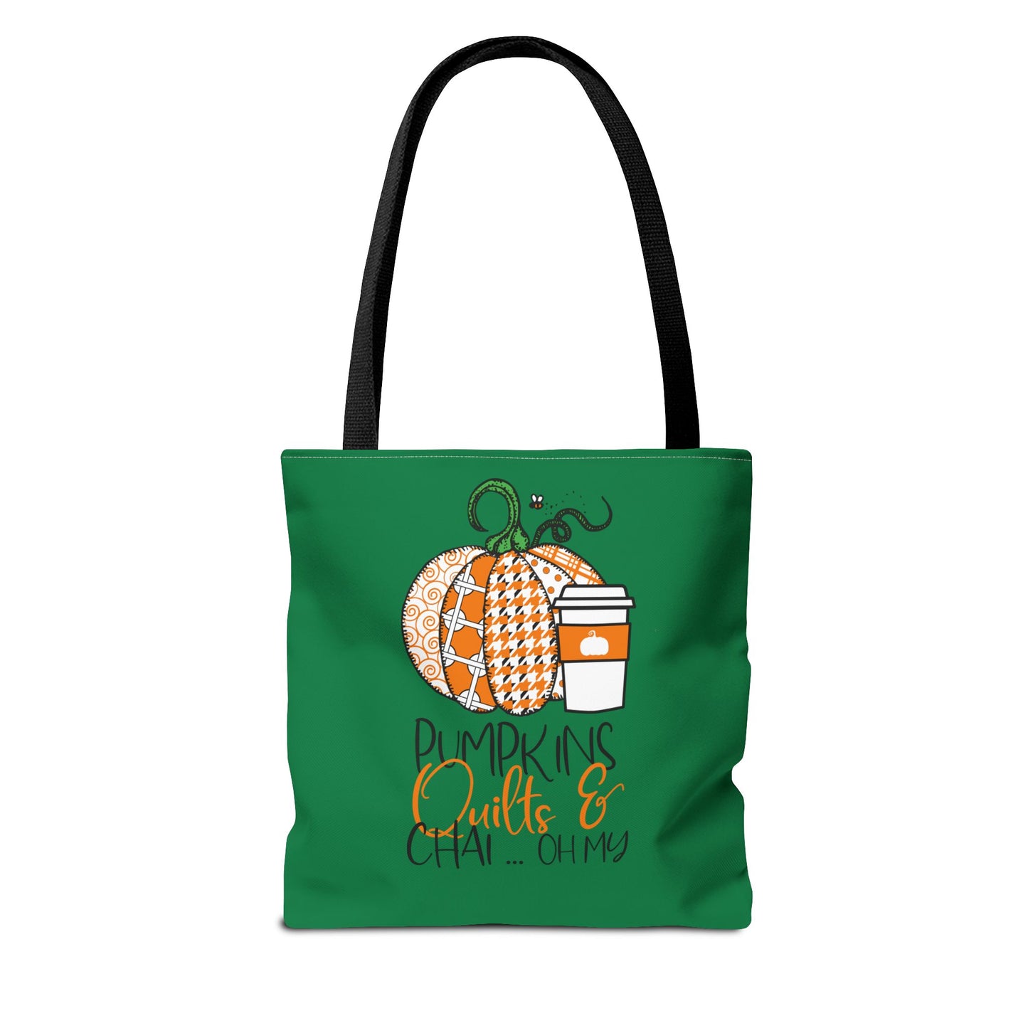 Pumpkin Spice Tote Bag, Fall Tote, Pumpkin Quilts & Chai Bag, Autumn Handbag, Eco-Friendly Market Bag