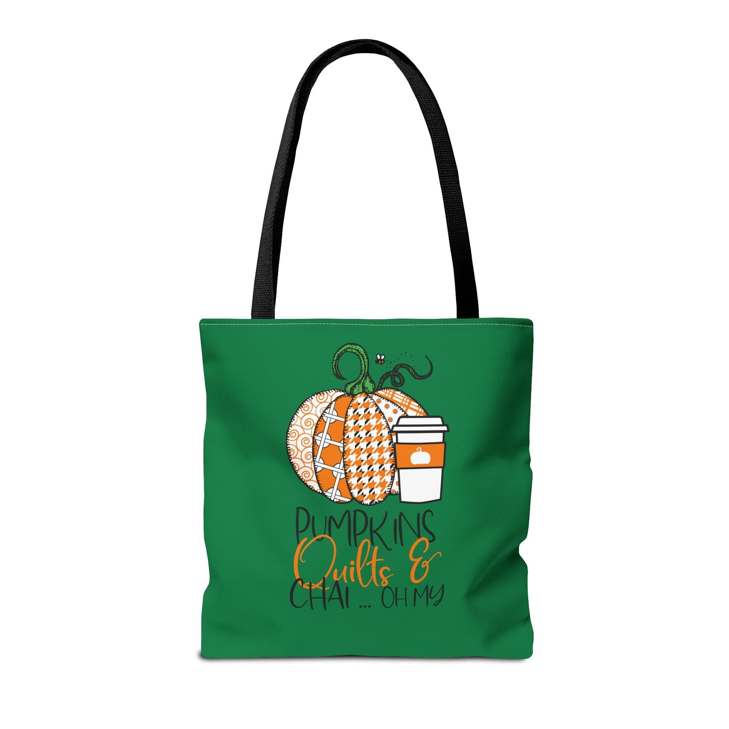 Pumpkin Spice Tote Bag, Fall Tote, Pumpkin Quilts & Chai Bag, Autumn Handbag, Eco-Friendly Market Bag
