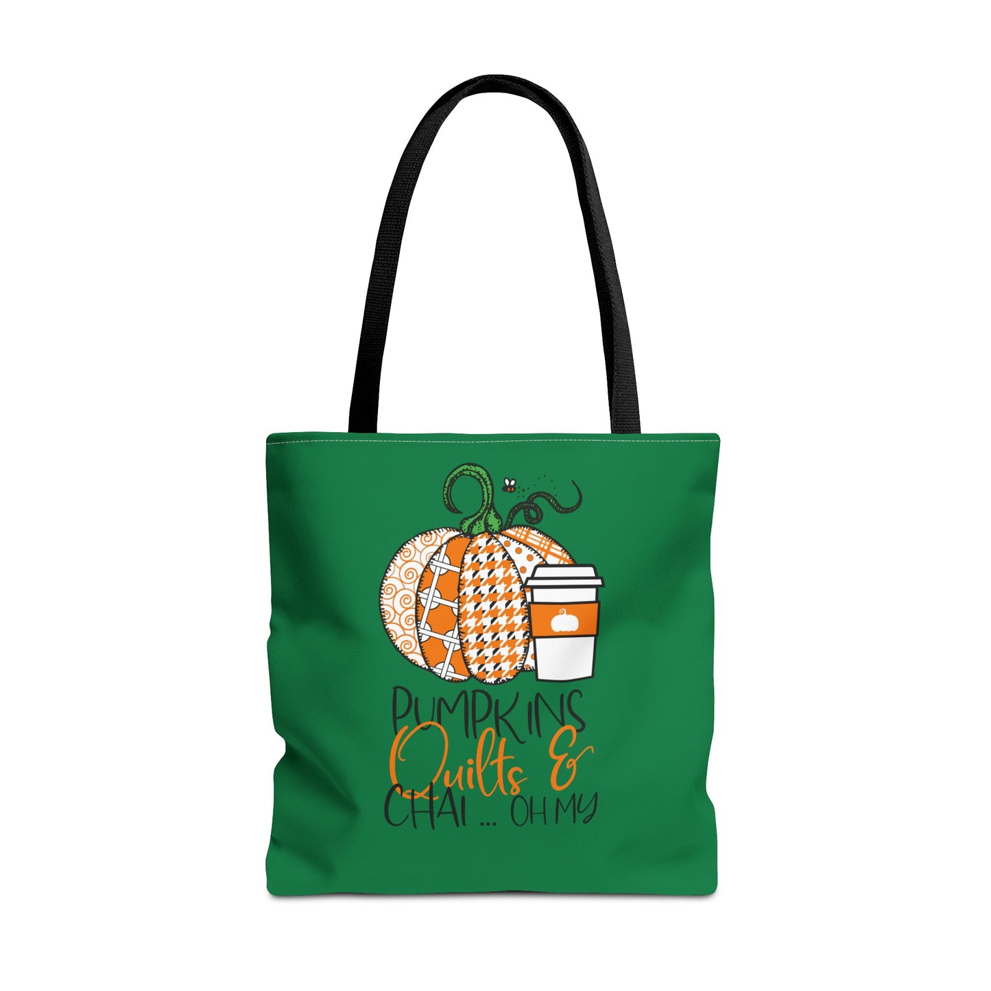 Pumpkin Spice Tote Bag, Fall Tote, Pumpkin Quilts & Chai Bag, Autumn Handbag, Eco-Friendly Market Bag