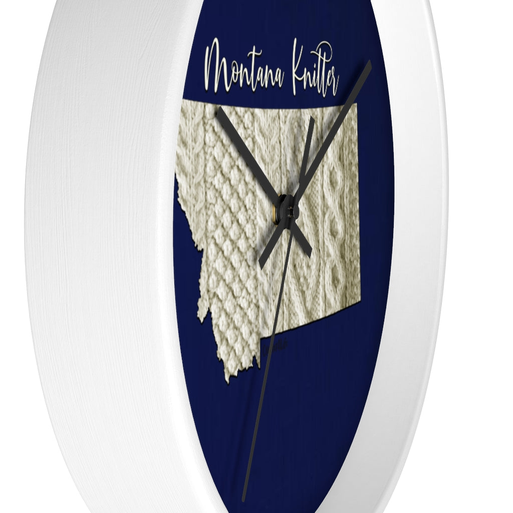 Montana Knitter Wooden Framed Wall Clock