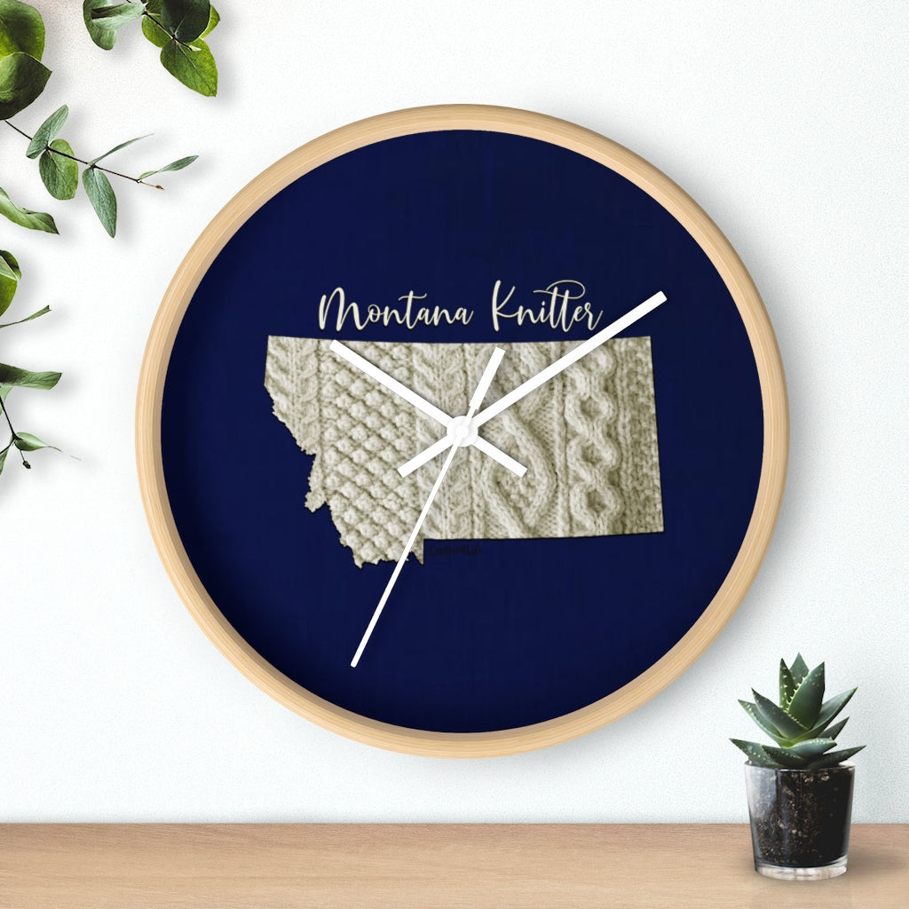 Montana Knitter Wooden Framed Wall Clock