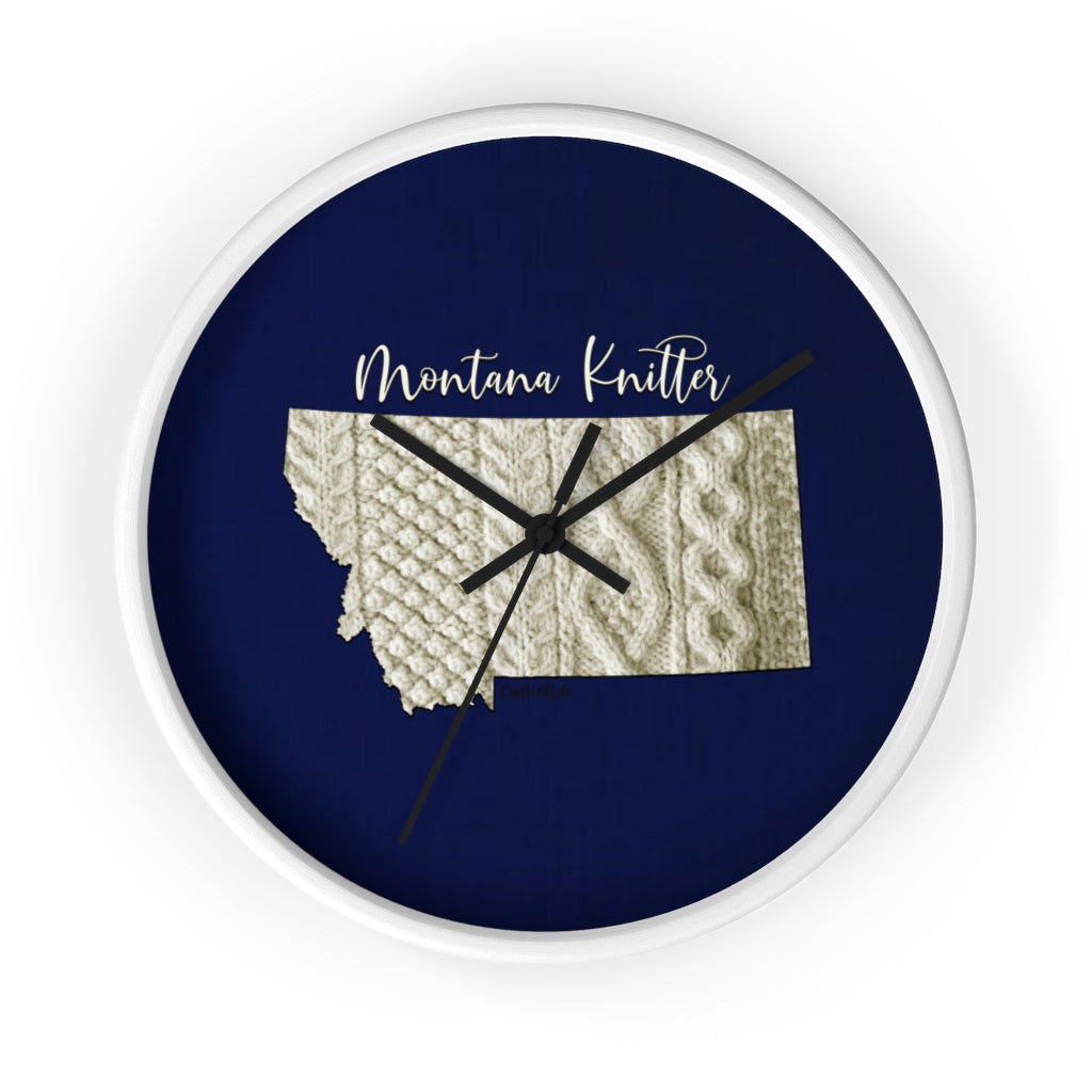 Montana Knitter Wooden Framed Wall Clock