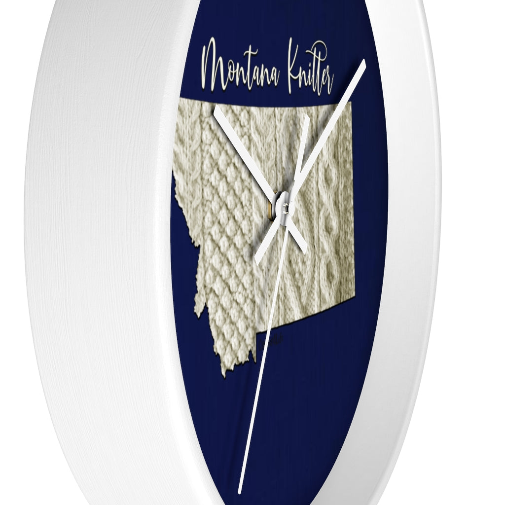 Montana Knitter Wooden Framed Wall Clock