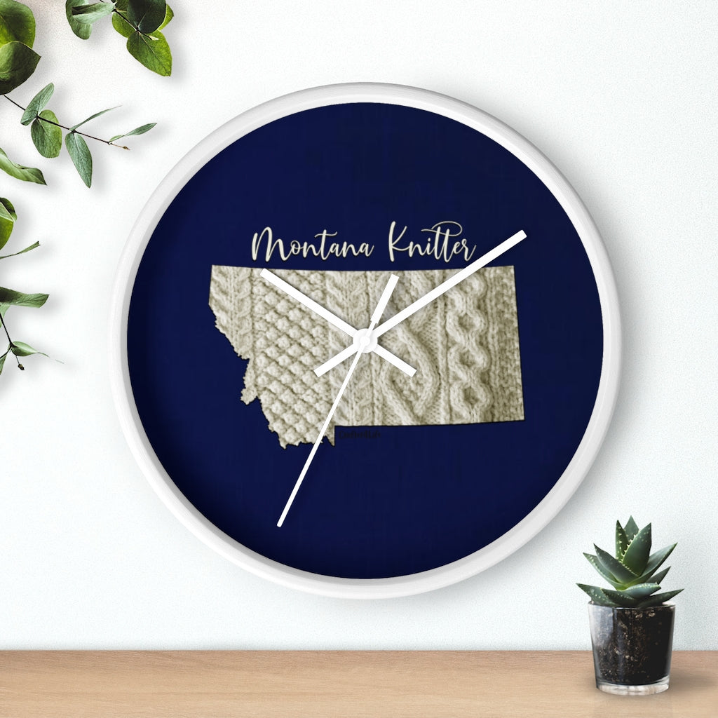 Montana Knitter Wooden Framed Wall Clock