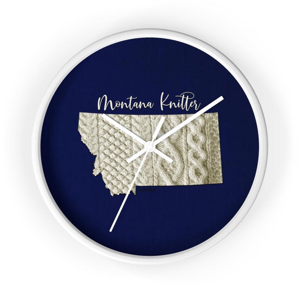 Montana Knitter Wooden Framed Wall Clock