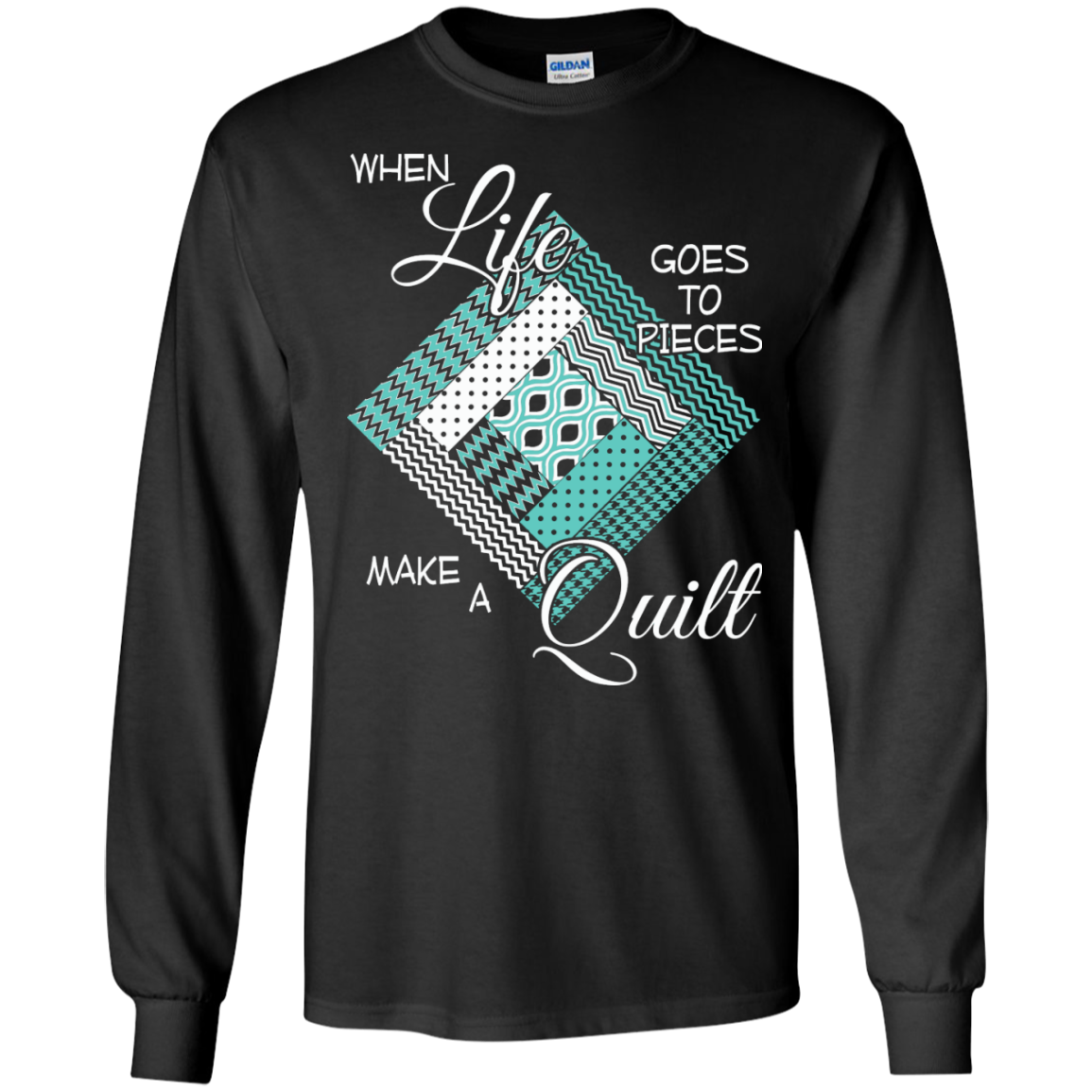 Make a Quilt (turquoise) Long Sleeve Ultra Cotton T-Shirt - Crafter4Life - 2