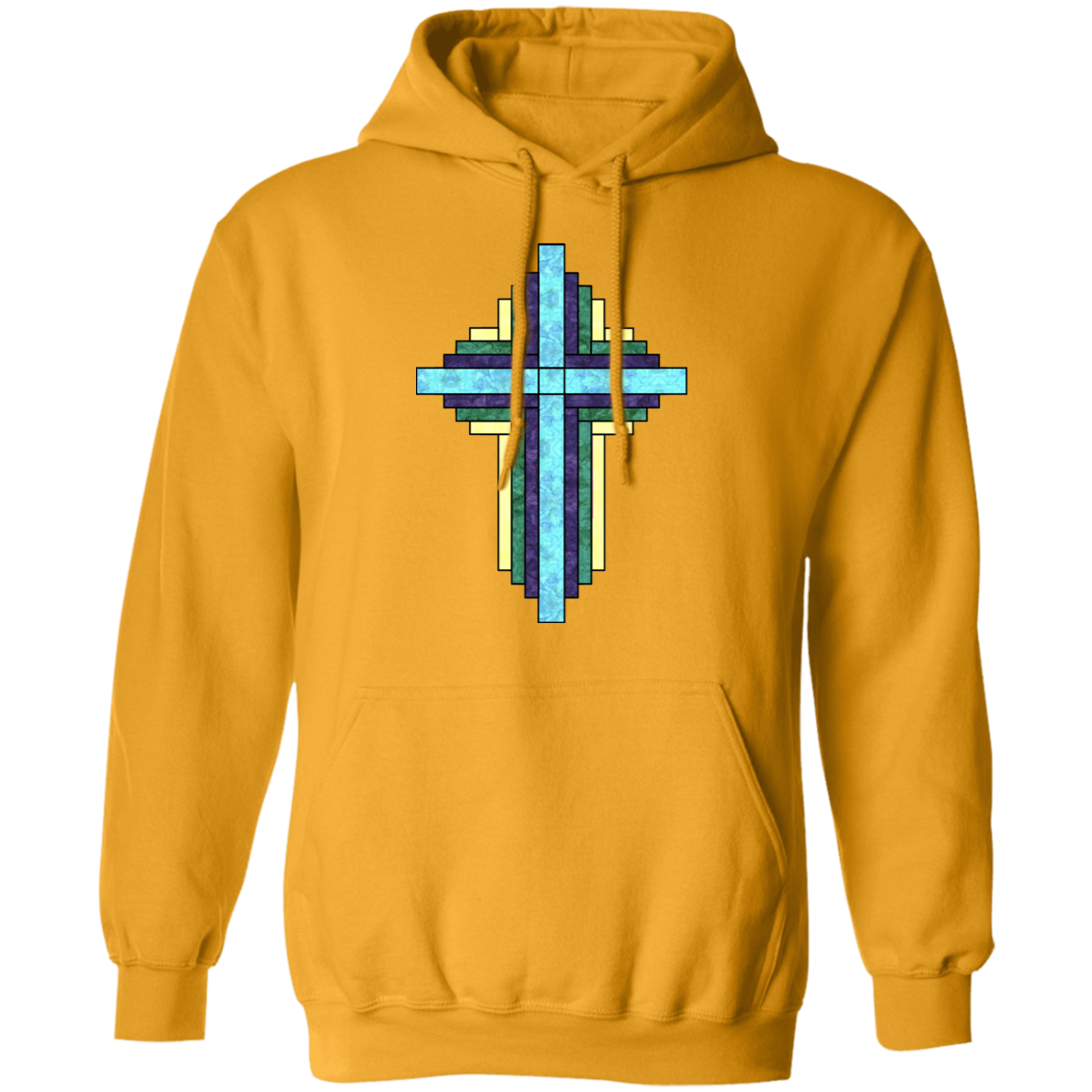 Batik Stained Glass Quilt Cross Pullover Hoodie