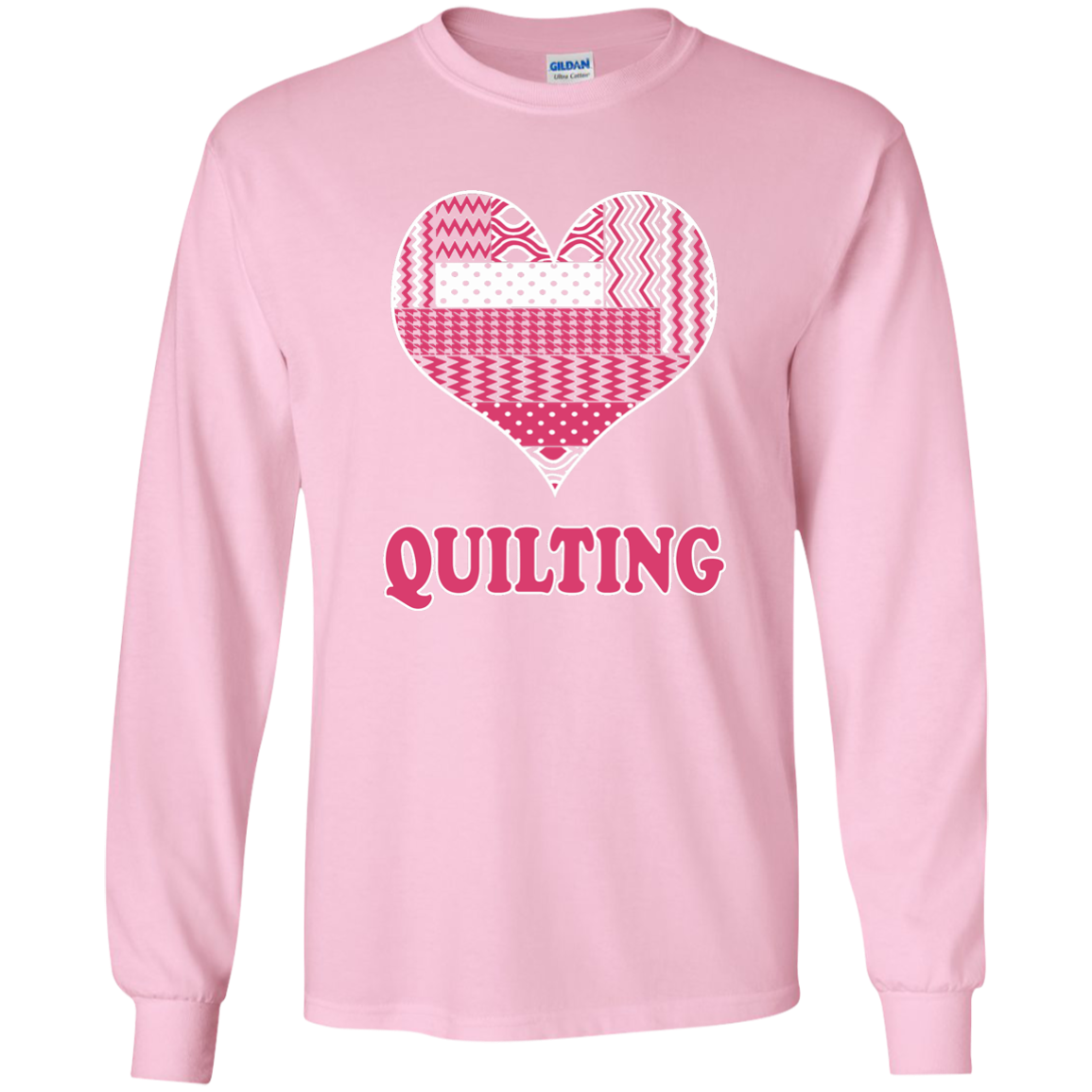 Heart Quilting Long Sleeve Ultra Cotton T-Shirt - Crafter4Life - 1