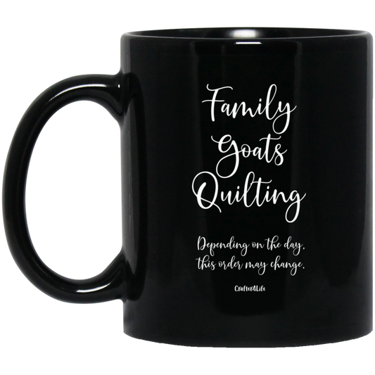 Family-Goats-Quilting Black Mugs