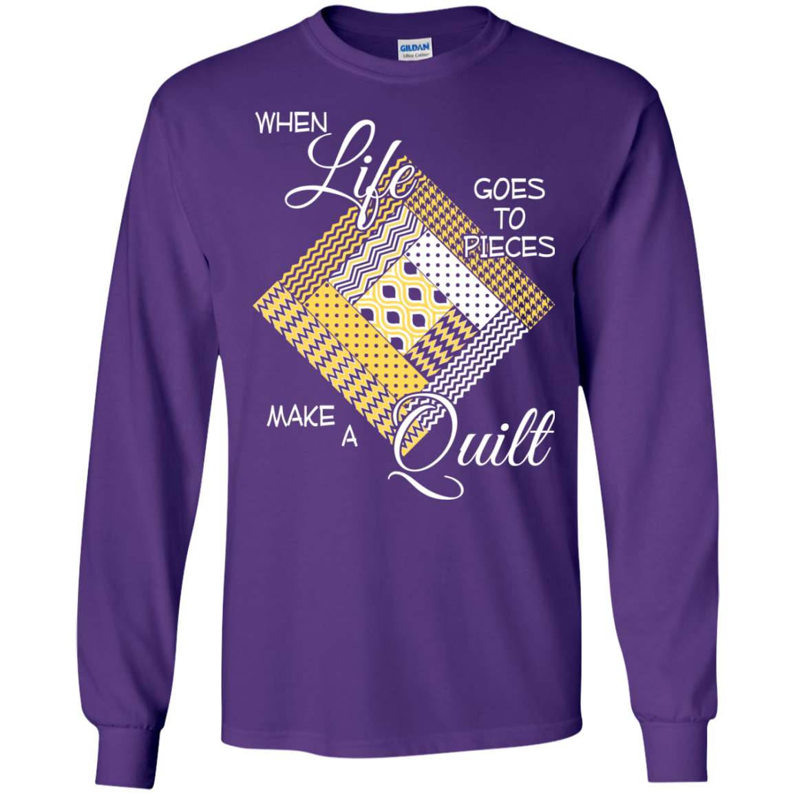 Make a Quilt (yellow) Long Sleeve Ultra Cotton T-Shirt - Crafter4Life - 10
