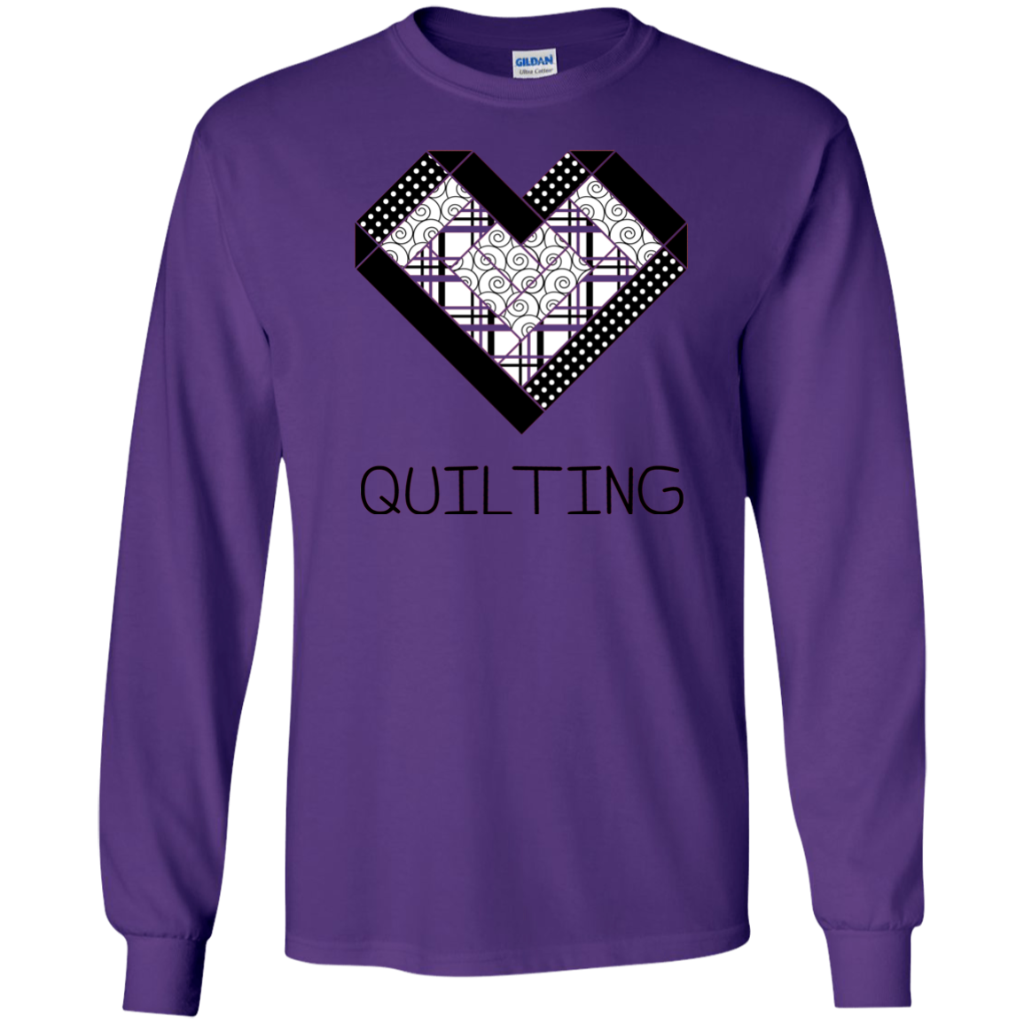 Log Cabin Heart Quilting LS Ultra Cotton T-Shirt