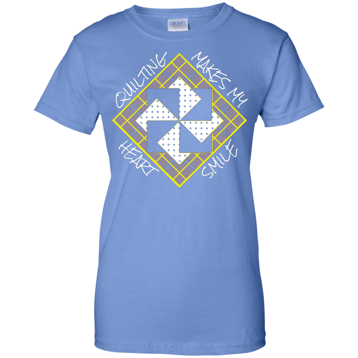 Quilting Makes My Heart Smile Ladies Custom 100% Cotton T-Shirt