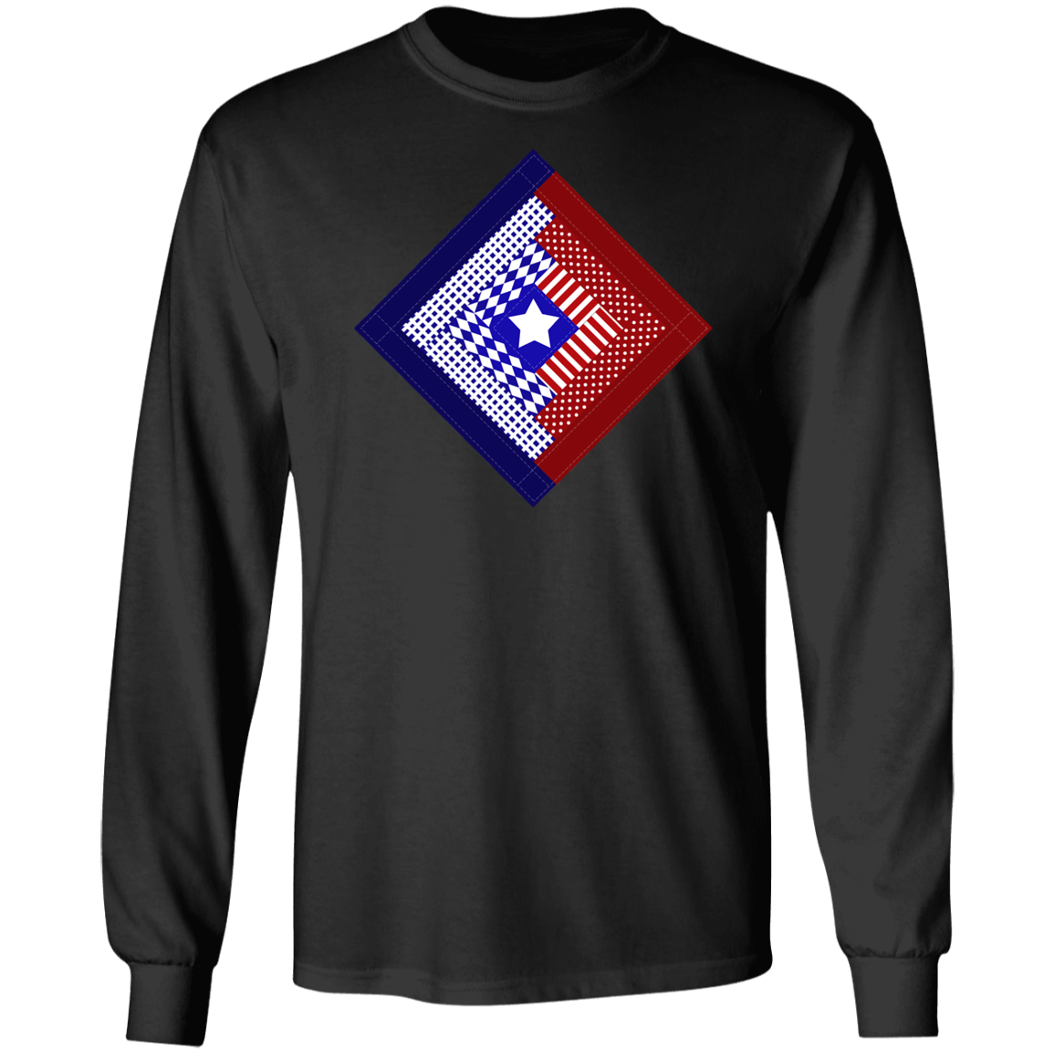 Patriotic Log Cabin Square LS Ultra Cotton T-Shirt