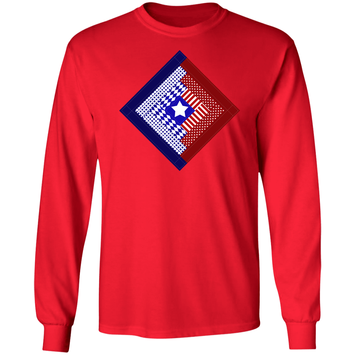 Patriotic Log Cabin Square LS Ultra Cotton T-Shirt