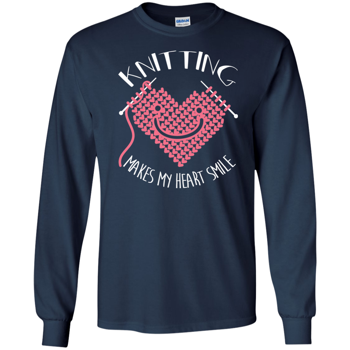 Knitting Makes My Heart Smile LS Ultra Cotton T-Shirt