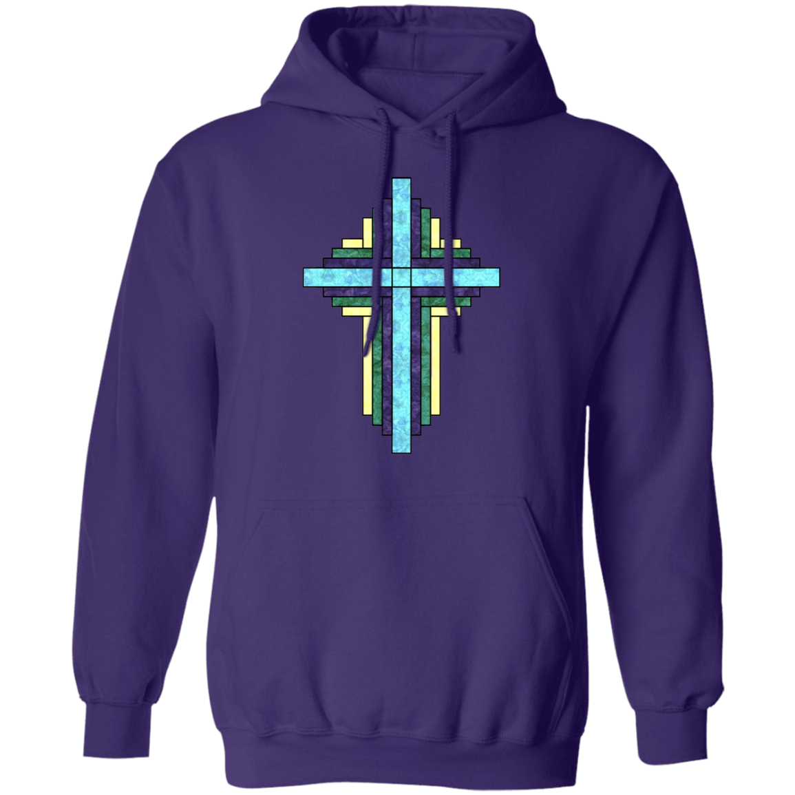 Batik Stained Glass Quilt Cross Pullover Hoodie