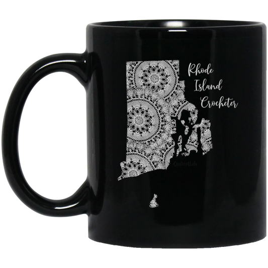 Rhode Island Crocheter Black Mugs