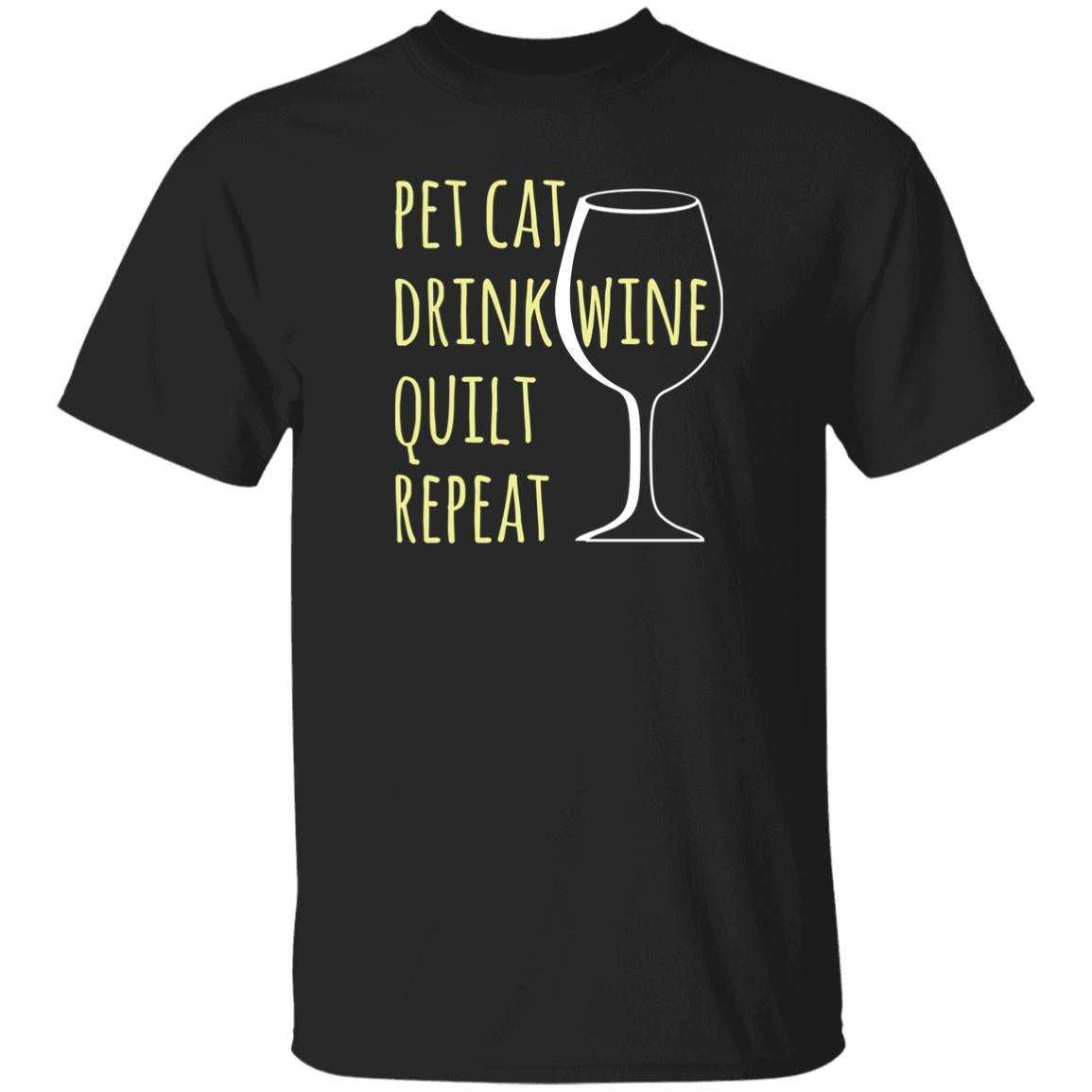 Pet Cat-Drink Wine-Quilt T-Shirt