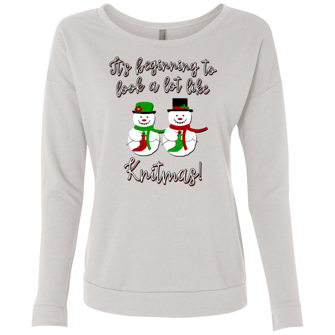 Knitmas Snow Couple - Ladies Long Sleeve Shirts
