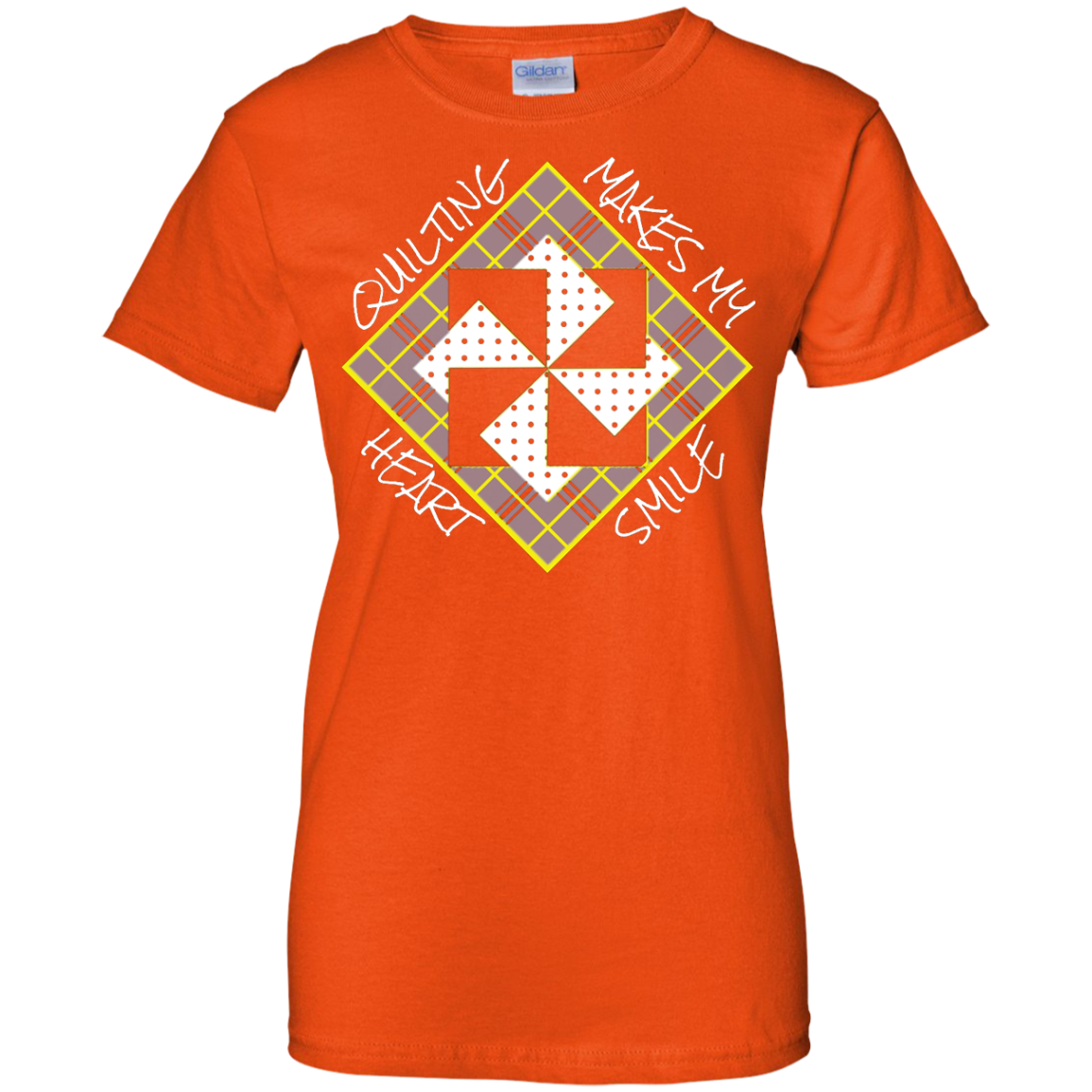 Quilting Makes My Heart Smile Ladies Custom 100% Cotton T-Shirt