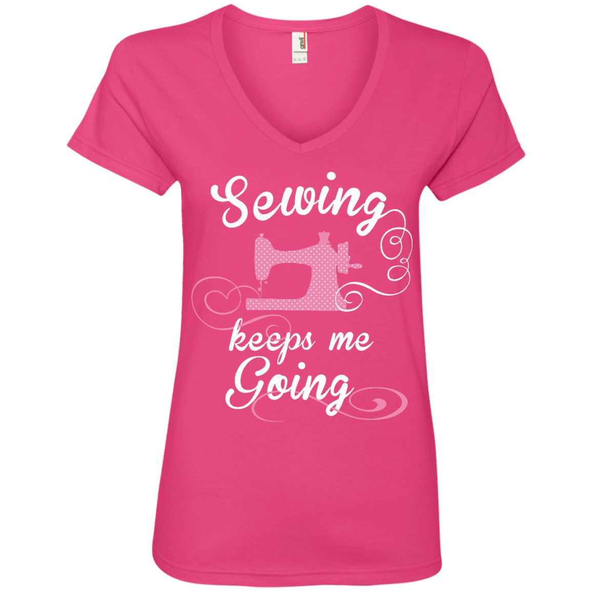 Sewing Keeps Me Going Ladies V-Neck Tee - Crafter4Life - 1