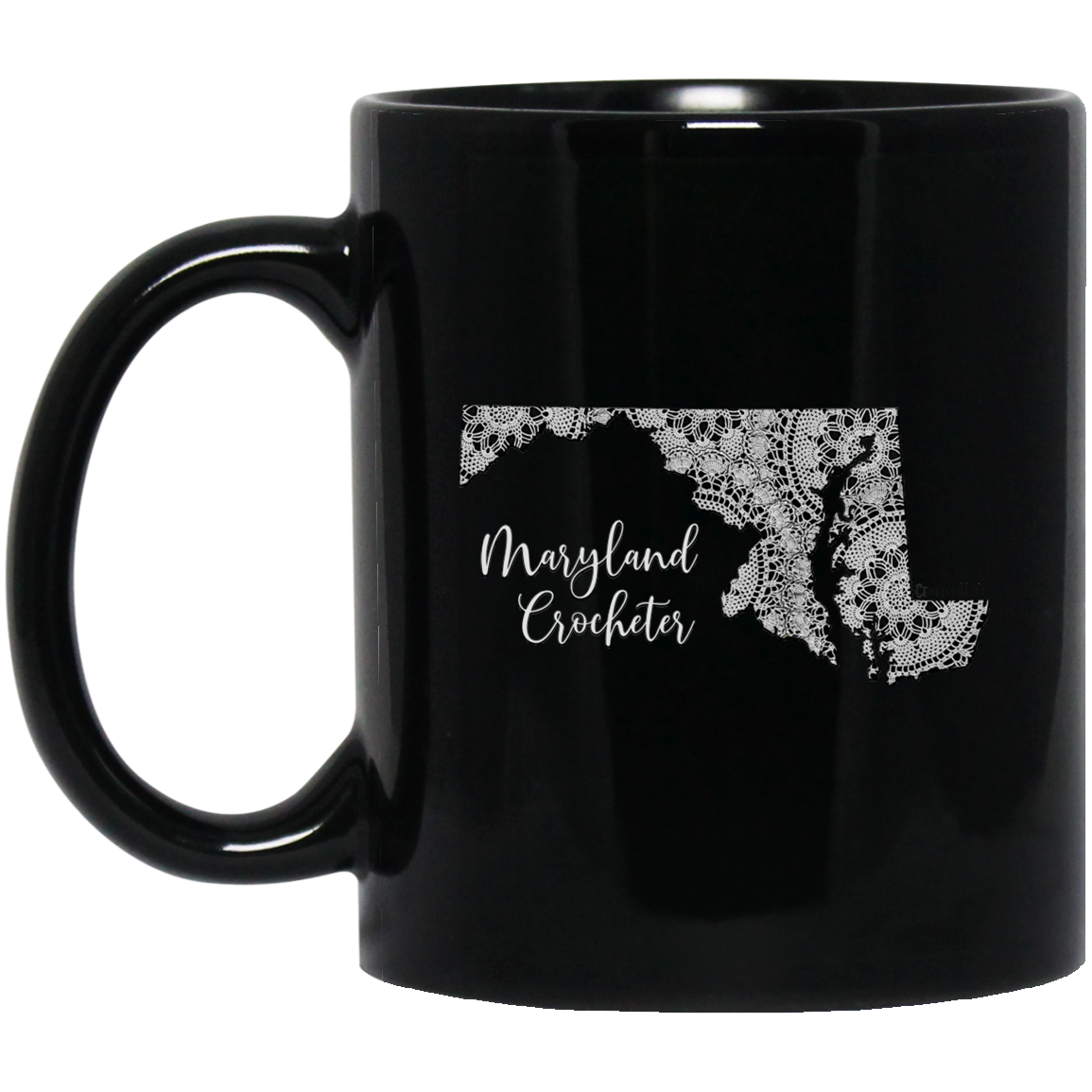 Maryland Crocheter Black Mugs