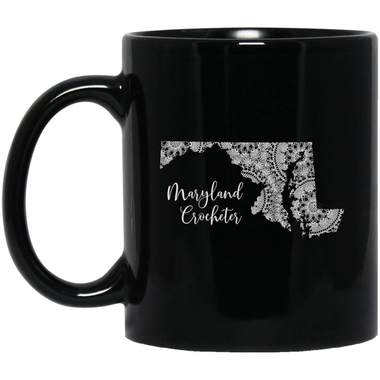 Maryland Crocheter Black Mugs