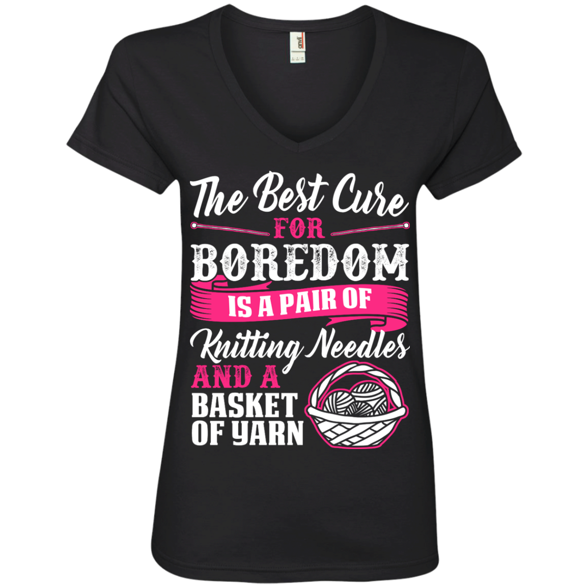 Cure for Boredom - Knitting Ladies V-Neck Tee