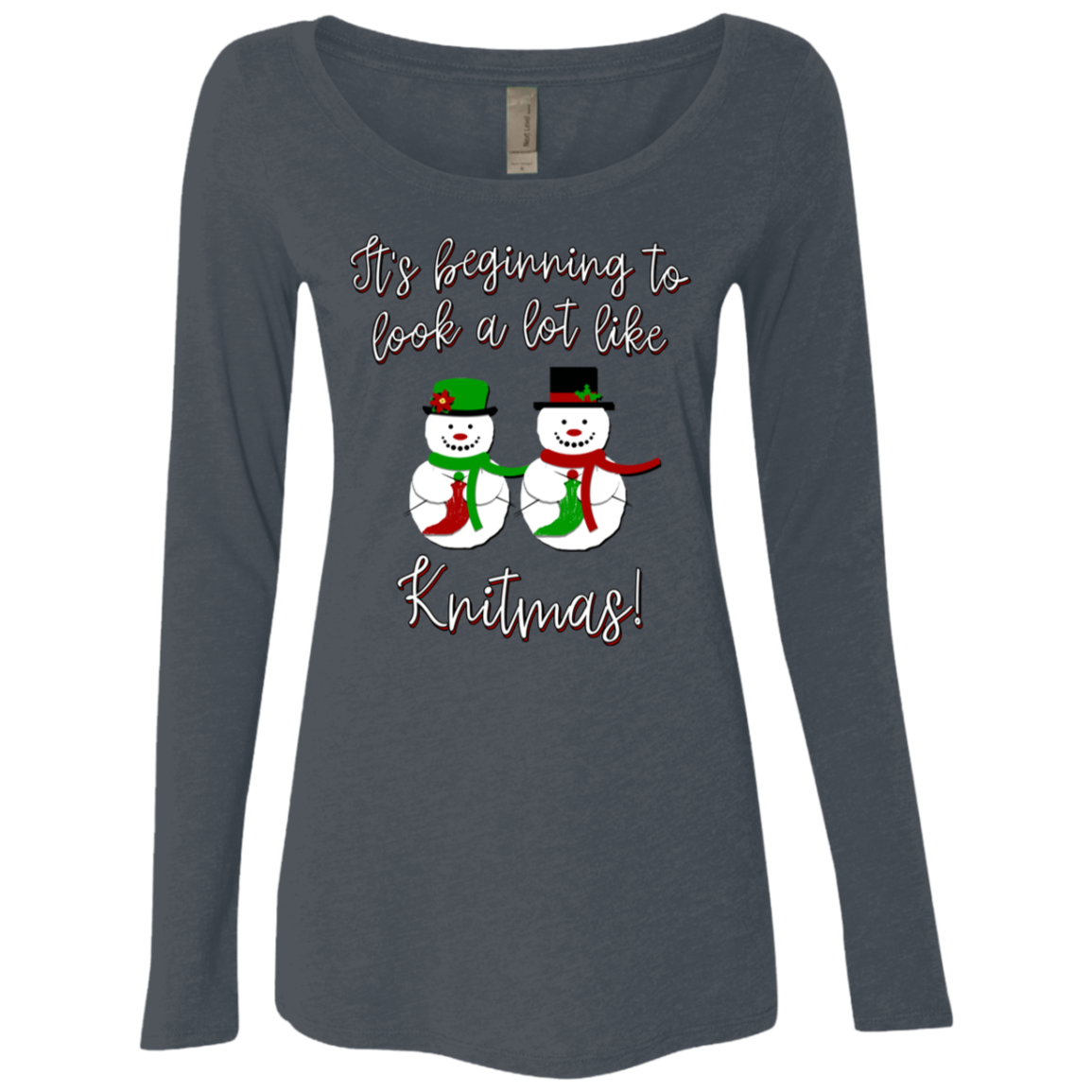 Knitmas Snow Couple - Ladies Long Sleeve Shirts