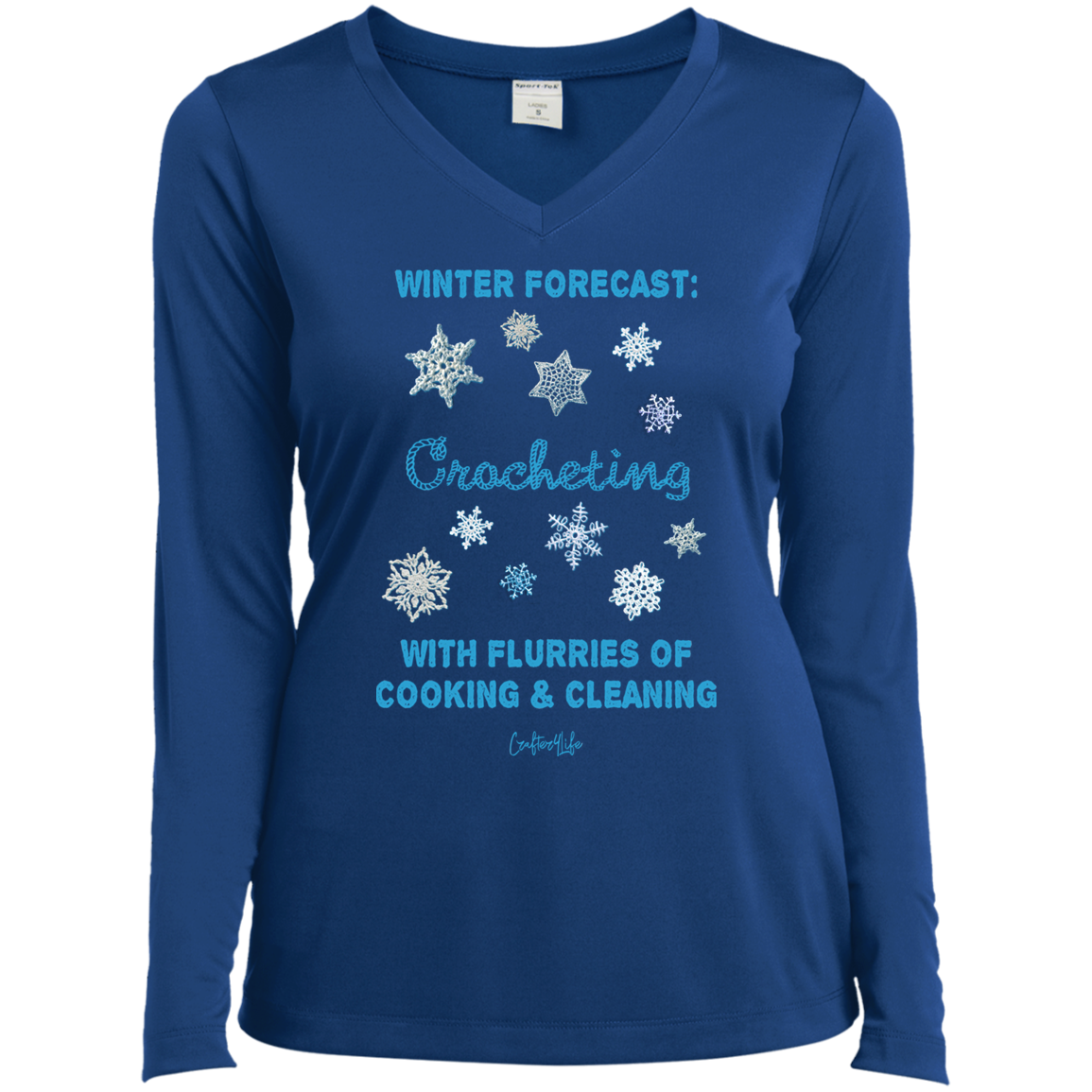 Winter Forecast Crocheting Flurries Ladies Long Sleeve Shirts