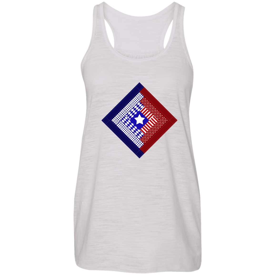 Patriotic Log Cabin Square Flowy Racerback Tank