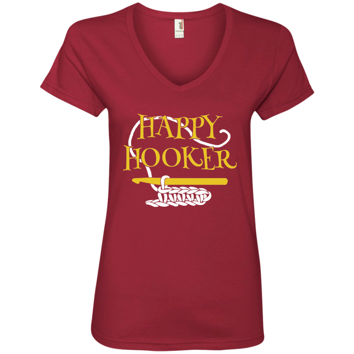 Happy Hooker Ladies V-Neck T-Shirt