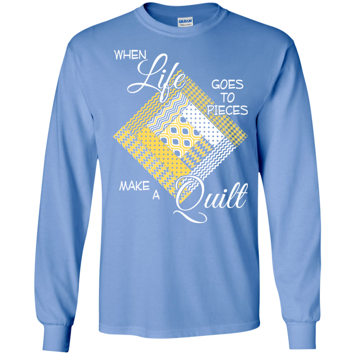 Make a Quilt (yellow) Long Sleeve Ultra Cotton T-Shirt - Crafter4Life - 1