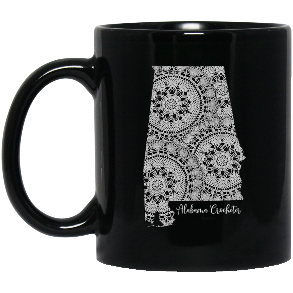 Alabama Crocheter Black Mugs