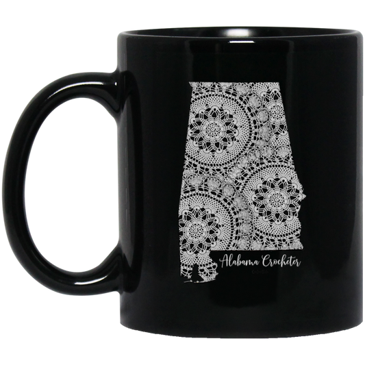 Alabama Crocheter Black Mugs