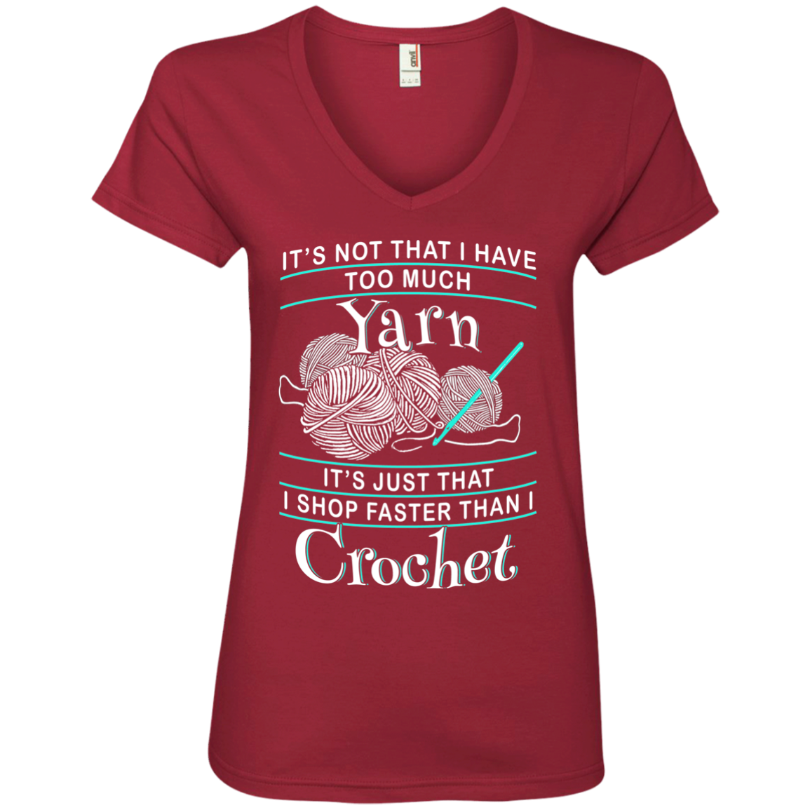 I Shop Faster than I Crochet Ladies V-Neck T-Shirt