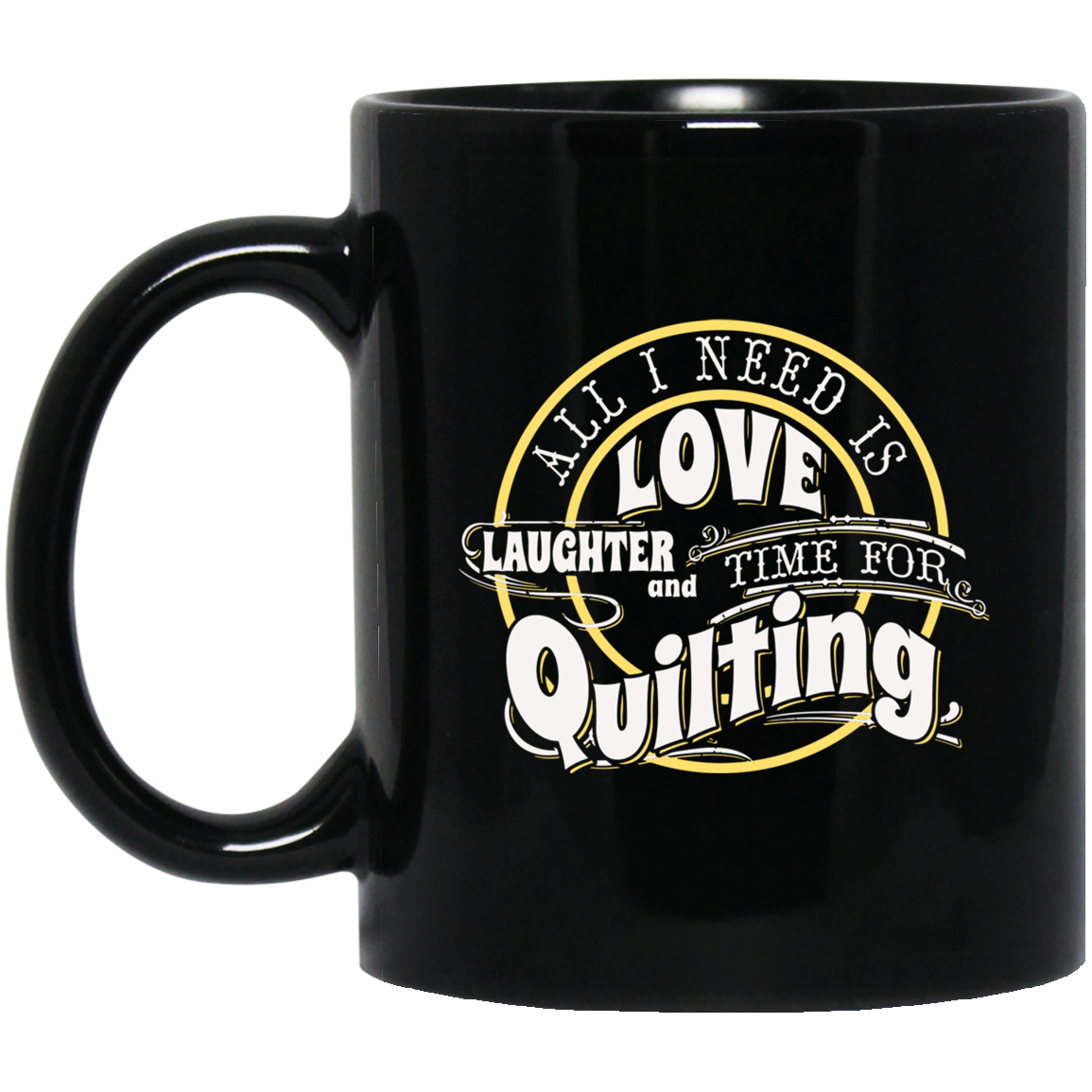 Time for Quilting Black Mugs