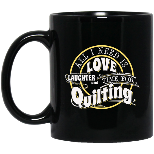 Time for Quilting Black Mugs