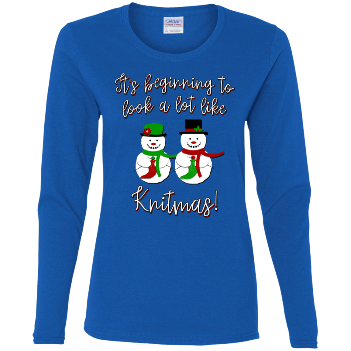 Knitmas Snow Couple - Ladies Long Sleeve Shirts