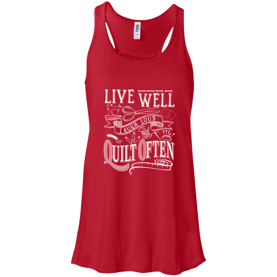 Live Well, Quilt Often Flowy Racerback Tank