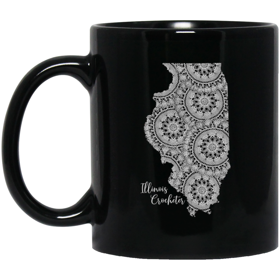 Illinois Crocheter Black Mugs