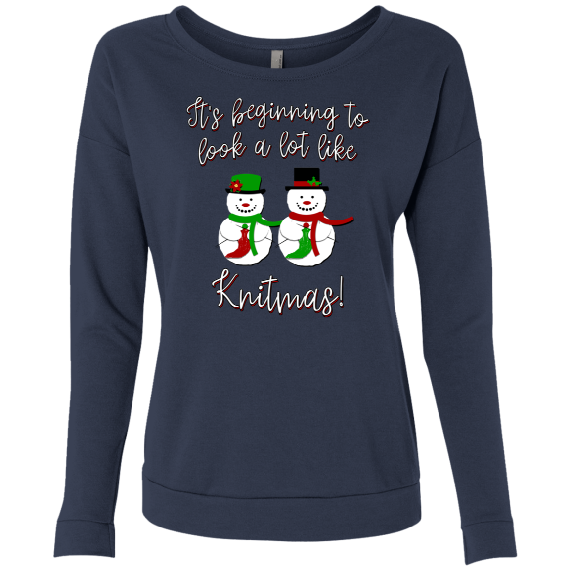 Knitmas Snow Couple - Ladies Long Sleeve Shirts