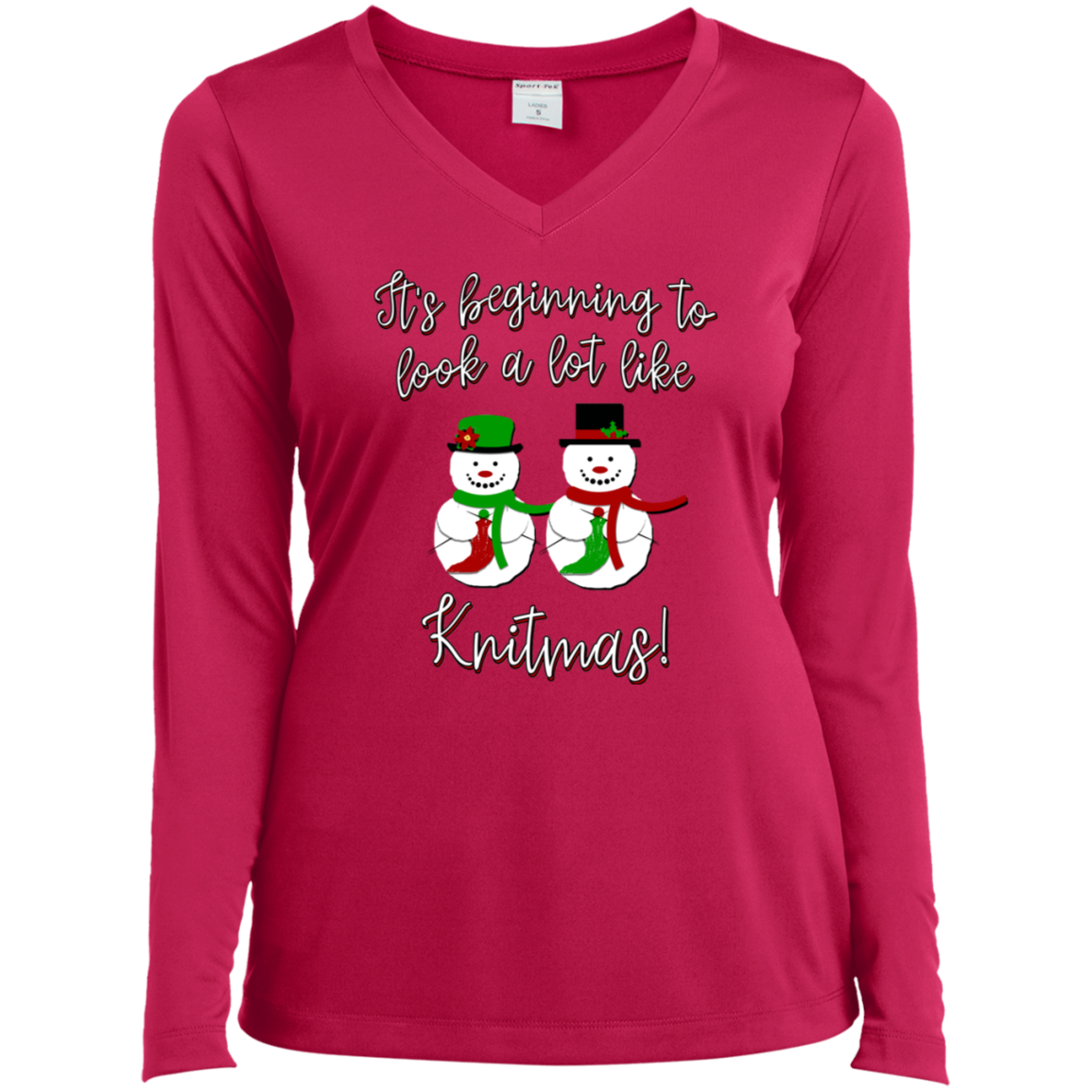 Knitmas Snow Couple - Ladies Long Sleeve Shirts