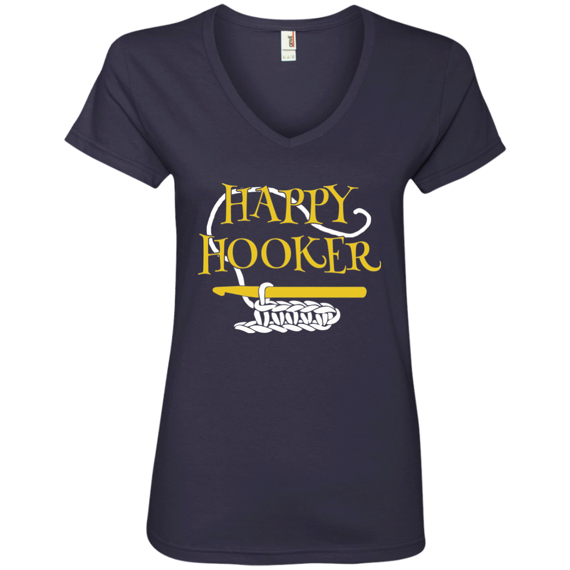 Happy Hooker Ladies V-Neck T-Shirt