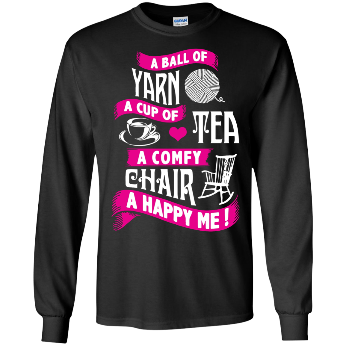 A Ball of Yarn, A Happy Me Long Sleeve Ultra Cotton Tshirt - Crafter4Life - 6