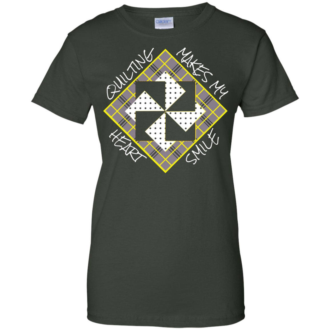 Quilting Makes My Heart Smile Ladies Custom 100% Cotton T-Shirt
