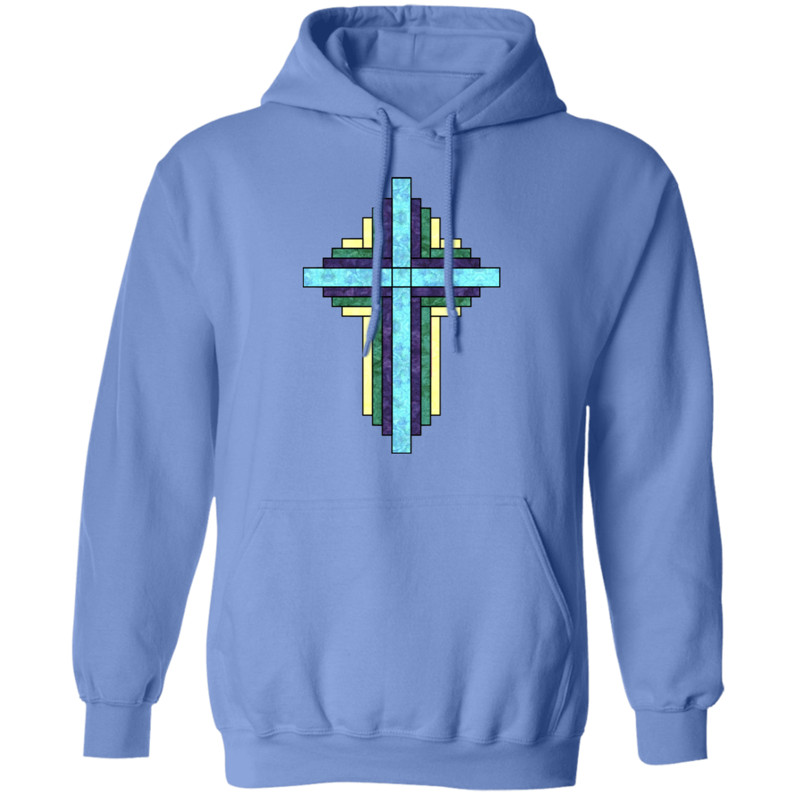 Batik Stained Glass Quilt Cross Pullover Hoodie