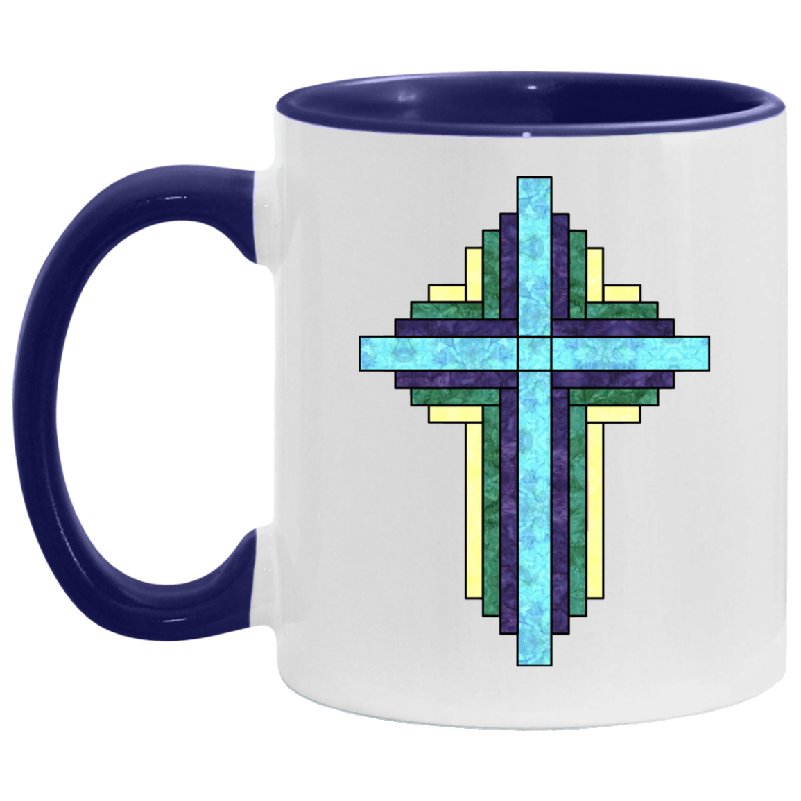 Batik Stained Glass Quilt Cross Mugs